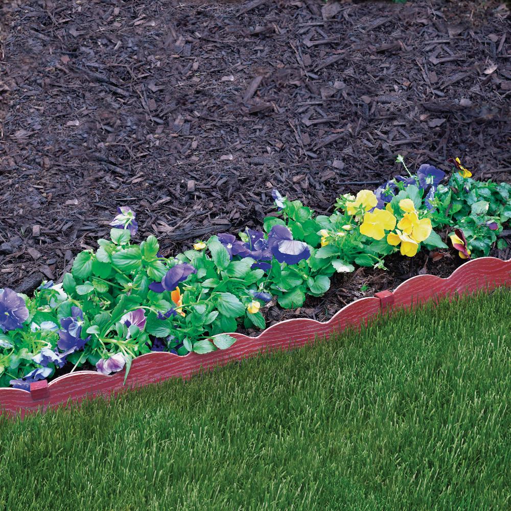 EasyFlex 20 ft. Red Woodgrain 2-in-1 Plastic Landscape Edging Kit - Super Arbor