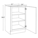 Home Decorators Collection Grayson 21 in. W x 24 in. D x 34.5 in. H Assembled Plywood Full Height Door Base Kitchen Cabinet in Pearl Gray RH