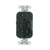 Decora 20 Amp Tamper Resistant Duplex Outlet and 3.6 Amp USB Outlet Charger, Black - Super Arbor