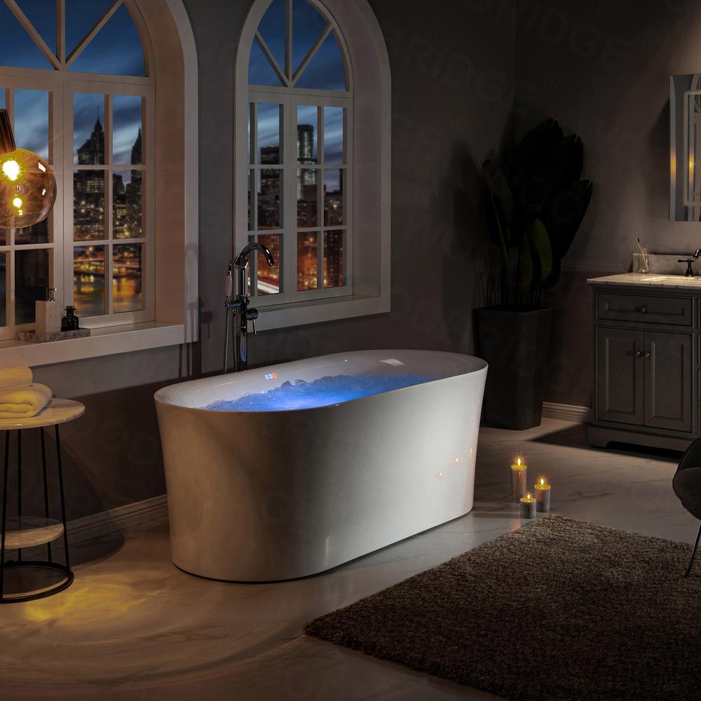 Diana 67 in. Acrylic Freestanding Double Ended Air Bath Bathtub with Drain and Overflow Included in White