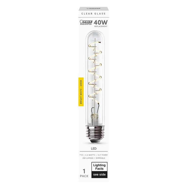 Feit Electric 40W Equivalent T10 Dimmable LED Clear Glass Vintage Edison Large Light Bulb w/ Spiral Filament Bright White (12-Pack)