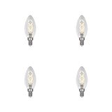 Feit Electric 25-Watt Equivalent B10 Dimmable Candelabra Clear Glass Vintage LED Light Bulb with Spiral Filament Bright White (4-Pack)