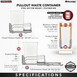 Rev-A-Shelf 11-in x 22-in x 19-in 50-Quart Soft Close Single Pull Out Trash Can
