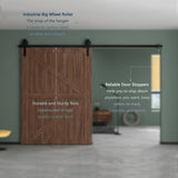 10 ft./120 in. Black Sliding Barn Door Track and Hardware Kit with Bigwheel J Shape Hanger for Single Door - Super Arbor
