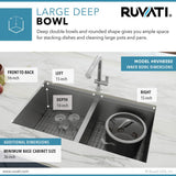 33 in. Double Bowl 50/50 Undermount 16-Gauge Stainless Steel Ledge Workstation Kitchen Sink with Accessories - Super Arbor