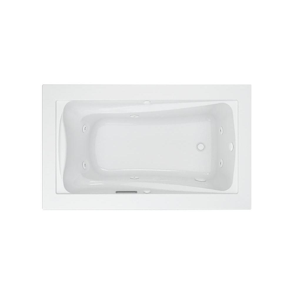Green Tea 60 in. x 36 in. Reversible Drain EcoSilent EverClean Whirlpool Tub in White - Super Arbor