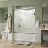 Everly 60 in. x 58-1/8 in. Traditional Semi-Frameless Sliding Bathtub Door in Nickel and 1/4 in. (6mm) Mozaic Glass - Super Arbor