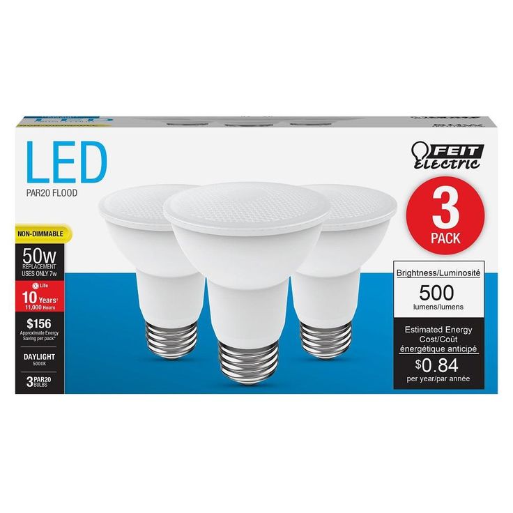 Feit Electric 50-Watt Equivalent (5000K) PAR20 LED Light Bulb, Daylight (18-Pack Size)