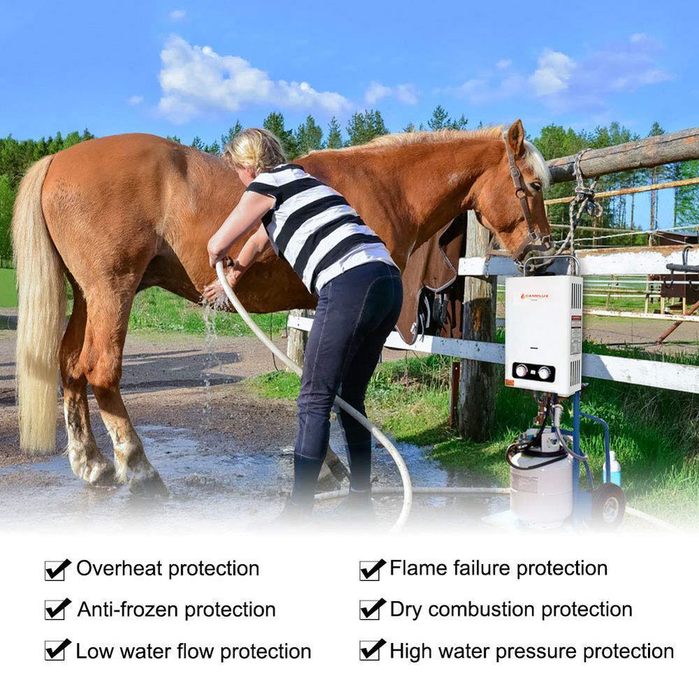 6L 1.58 GPM Outdoor Portable Propane Gas Tankless Water Heater with 1.2 GPM Water Pump - Super Arbor