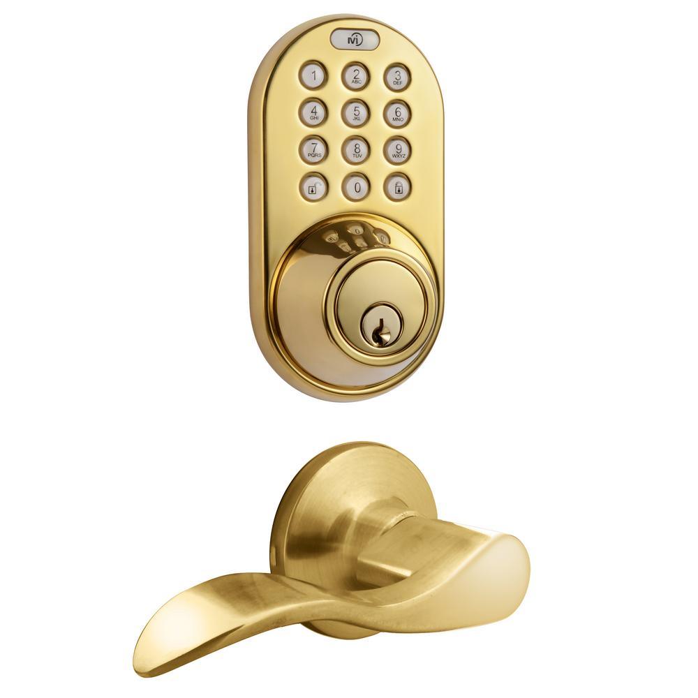 Satin Nickel Keyless Entry Deadbolt and Lever Handle Door Lock Combo Pack with Electronic Digital Keypad - Super Arbor