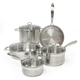 Induction 21 Steel 9-Piece Stainless Steel Cookware Set in Brushed Stainless Steel