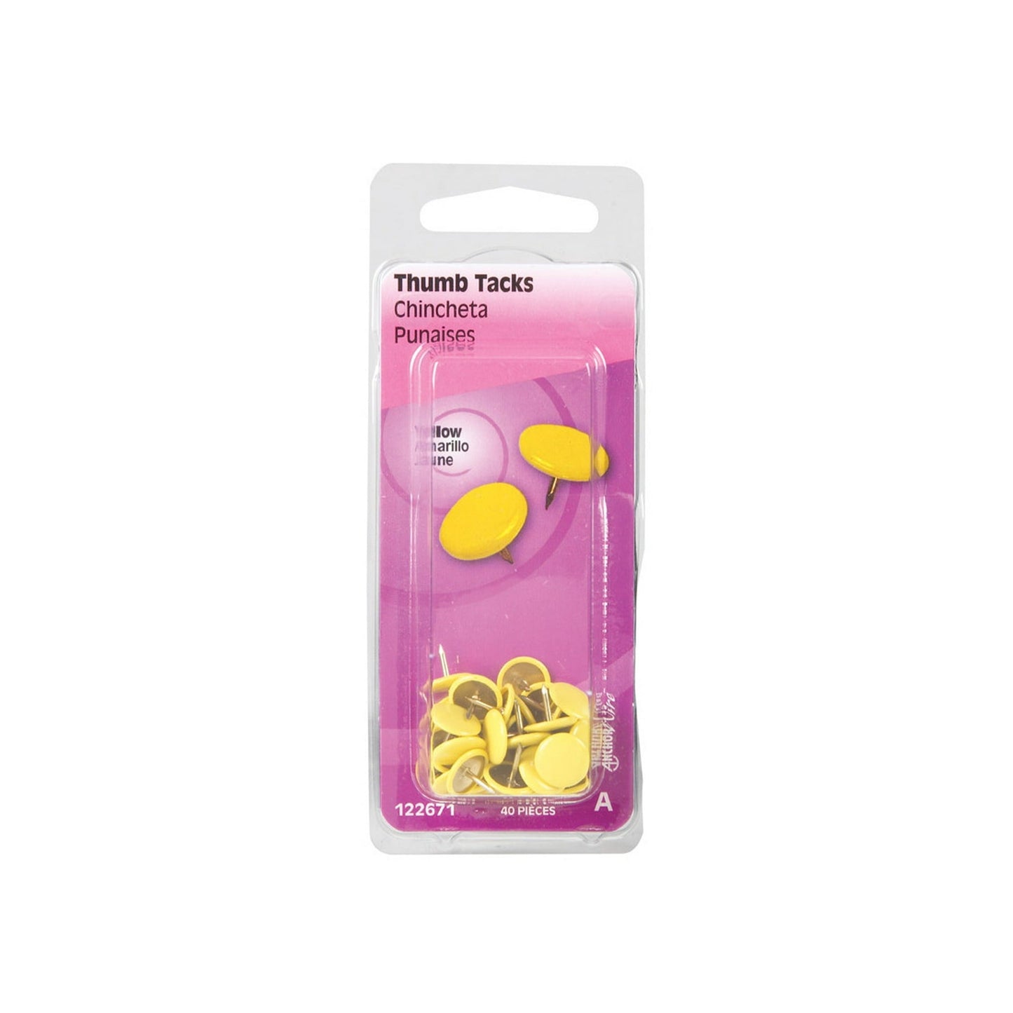 Hillman 0.375 in. Yellow Steel Thumb Tacks, 40-Pack