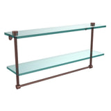 22 in. L  x 12 in. H  x 5 in. W 2-Tier Clear Glass Bathroom Shelf with Towel Bar in Oil Rubbed Bronze - Super Arbor