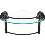 8 in. W Glass Corner Shelf with Hand Towel Bar in Brushed Nickel - Super Arbor