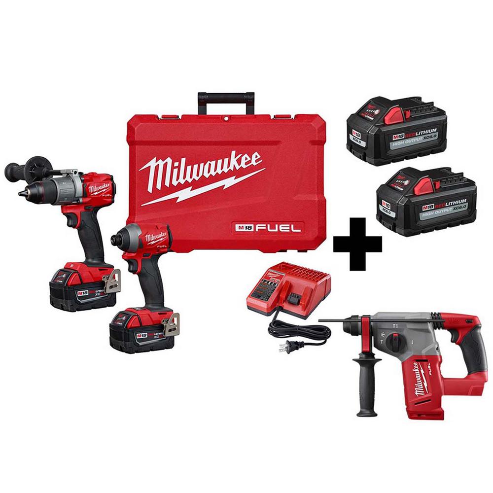M18 FUEL 18-Volt Lithium-Ion Brushless Cordless Hammer Drill Driver/SDS Rotary Hammer/ Impact Driver with 4-Batteries - Super Arbor