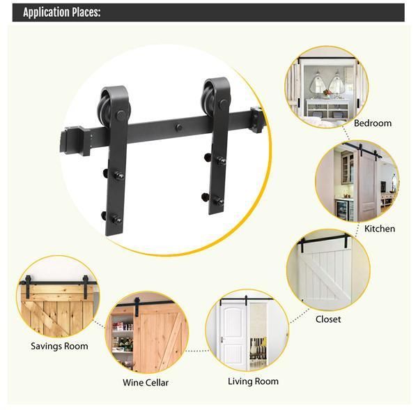 8Ft Sliding Barn Door Hardware Kit Set Antique Style Single Closet Wood Track System Black