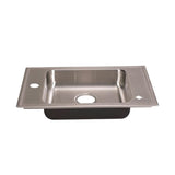 Classroom Sink, Drop-in, 17 in. x 25 in. 1-Compartment, ADA, SS, L/R Faucet Ledges, 4.5 in. Deep, Drain Center Rear