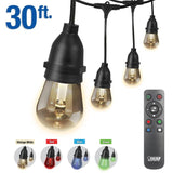 30 ft. 15-Socket Indoor/ Outdoor Color Changing String Light Set with LED Bulbs and Remote Control Included (4-Pack)