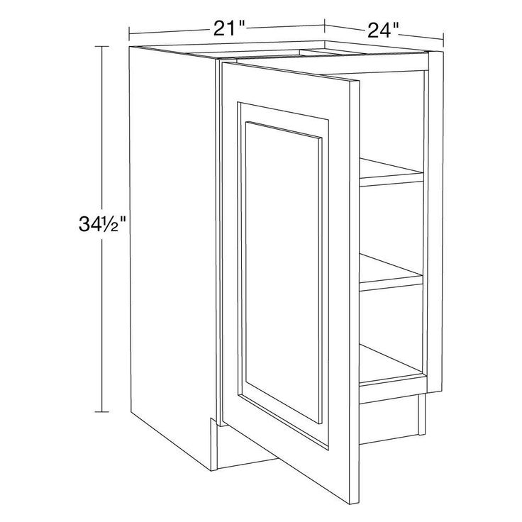 Home Decorators Collection Grayson 21 in. W x 24 in. D x 34.5 in. H Assembled Plywood Full Height Door Base Kitchen Cabinet in Pacific White LH