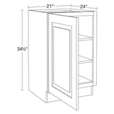 Home Decorators Collection Grayson 21 in. W x 24 in. D x 34.5 in. H Assembled Plywood Full Height Door Base Kitchen Cabinet in Pacific White LH