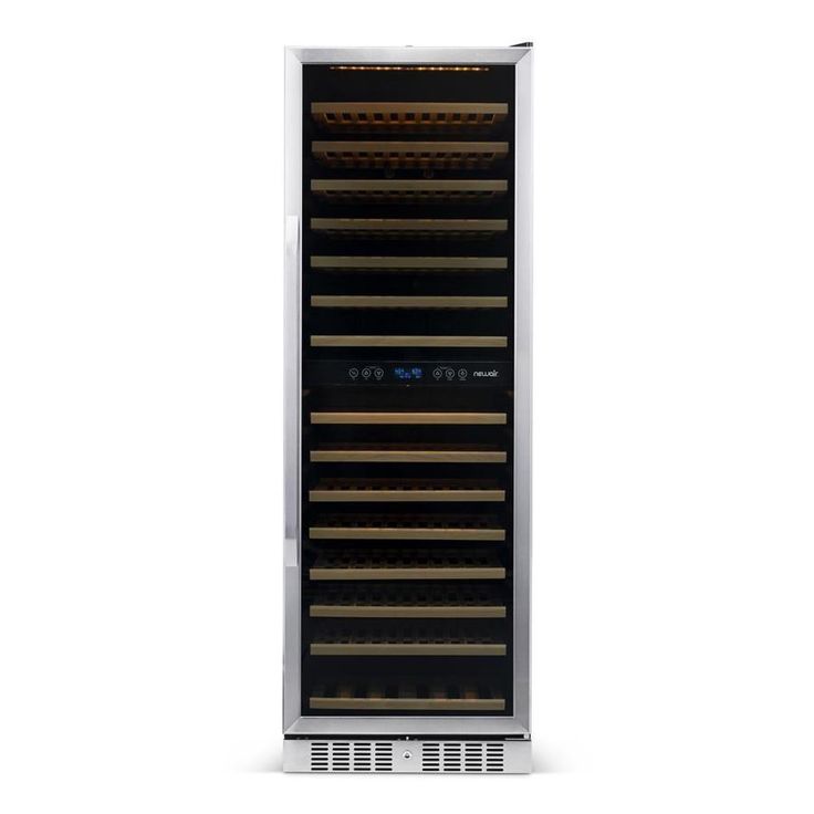 NewAir 160-Bottle Capacity Stainless Steel and Black Dual Zone Cooling Built-In/Freestanding Wine Chiller