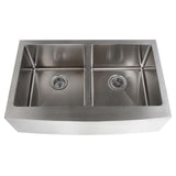 Farmhouse Apron Front Undermount 16-Gauge Stainless Steel 33 in. 50/50 Double Bowl Kitchen Sink with Grid Set and Drains