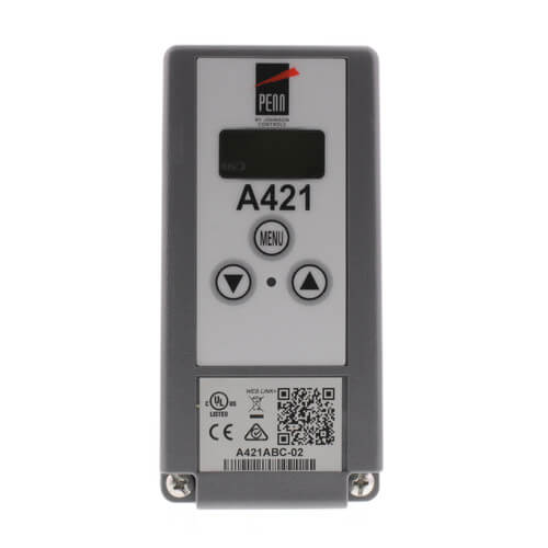 Johnson Controls A421ABC-02C temperature controller - front view (Product Type: Temperature Control; Voltage: 120/240V)