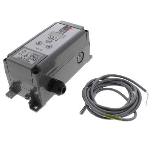 Johnson Controls A421AEC-02C temperature controller - side view (Product Type: Temperature Control; Voltage: 120/240V)