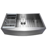 Handcrafted All-in-One Farmhouse Apron Front Stainless Steel 33 in. x 20 in. x 9 in. Single Bowl Kitchen Sink