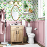 Style Selections Dolton 24-in Natural Oak Undermount Single Sink Bathroom Vanity with White Engineered Marble Top (Mirror Included)