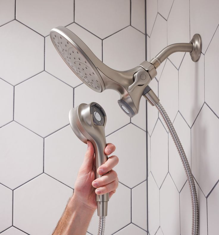 Attract 6-spray 6.75 in. Dual Shower Head and Handheld Shower Head in Spot Resist Brushed Nickel Eco