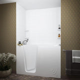 NOVA Heated Rampart 5 ft. Walk-in Non-Whirlpool Bathtub with 6 in. Tile Easy Up Adhesive Wall Surround in White - Super Arbor