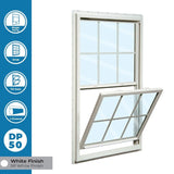 RELIABILT 150 Series New Construction 31-1/2-in x 35-1/2-in x 3-1/4-in Jamb White Vinyl Low-e Argon Single Hung Window with Grids Half Screen Included