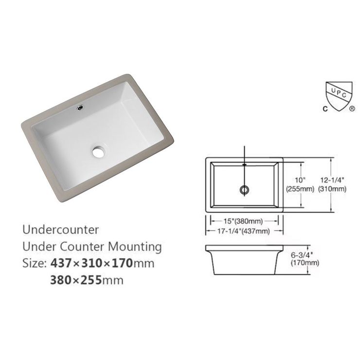 Boyel Living 17 in. x 12 in. Rectangle Undermount Bathroom Vessel Sink White