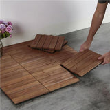 Topeakmart 12''x12''Interlocking Wood Flooring Tiles Indoor & Outdoor for Patio Garden Deck Poolside Pack of 27 Natural Wood