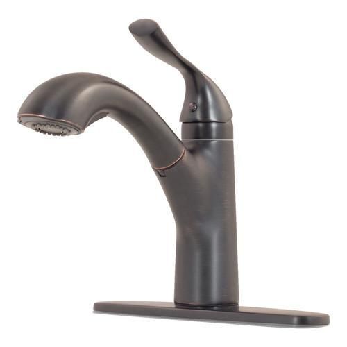 Topia Oil Rubbed Bronze 1-Handle Deck-Mount Pull-Out Handle Kitchen Faucet