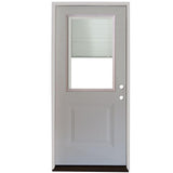 36 in. x 80 in. 1-Panel 1/2 Lite Mini-Blind Primed White Steel Prehung Front Door - Super Arbor