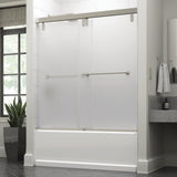 Lyndall 60 x 59-1/4 in. Frameless Mod Soft-Close Sliding Bathtub Door in Nickel with 3/8 in. (10mm) Clear Glass - Super Arbor