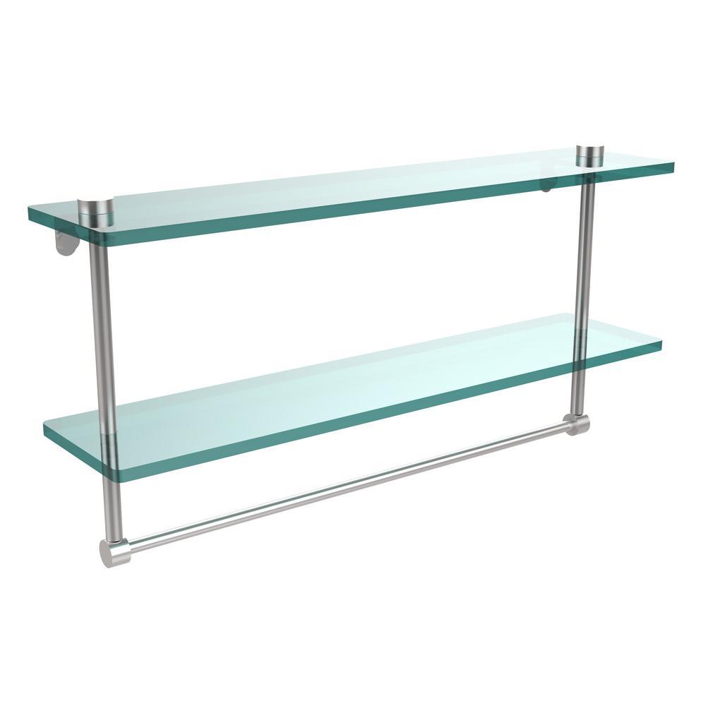 22 in. L  x 12 in. H  x 5 in. W 2-Tier Clear Glass Bathroom Shelf with Towel Bar in Oil Rubbed Bronze - Super Arbor