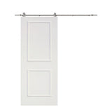 30 in. x 80 in. White Primed Composite Wood Barn Door Slab with Hardware Set - Super Arbor