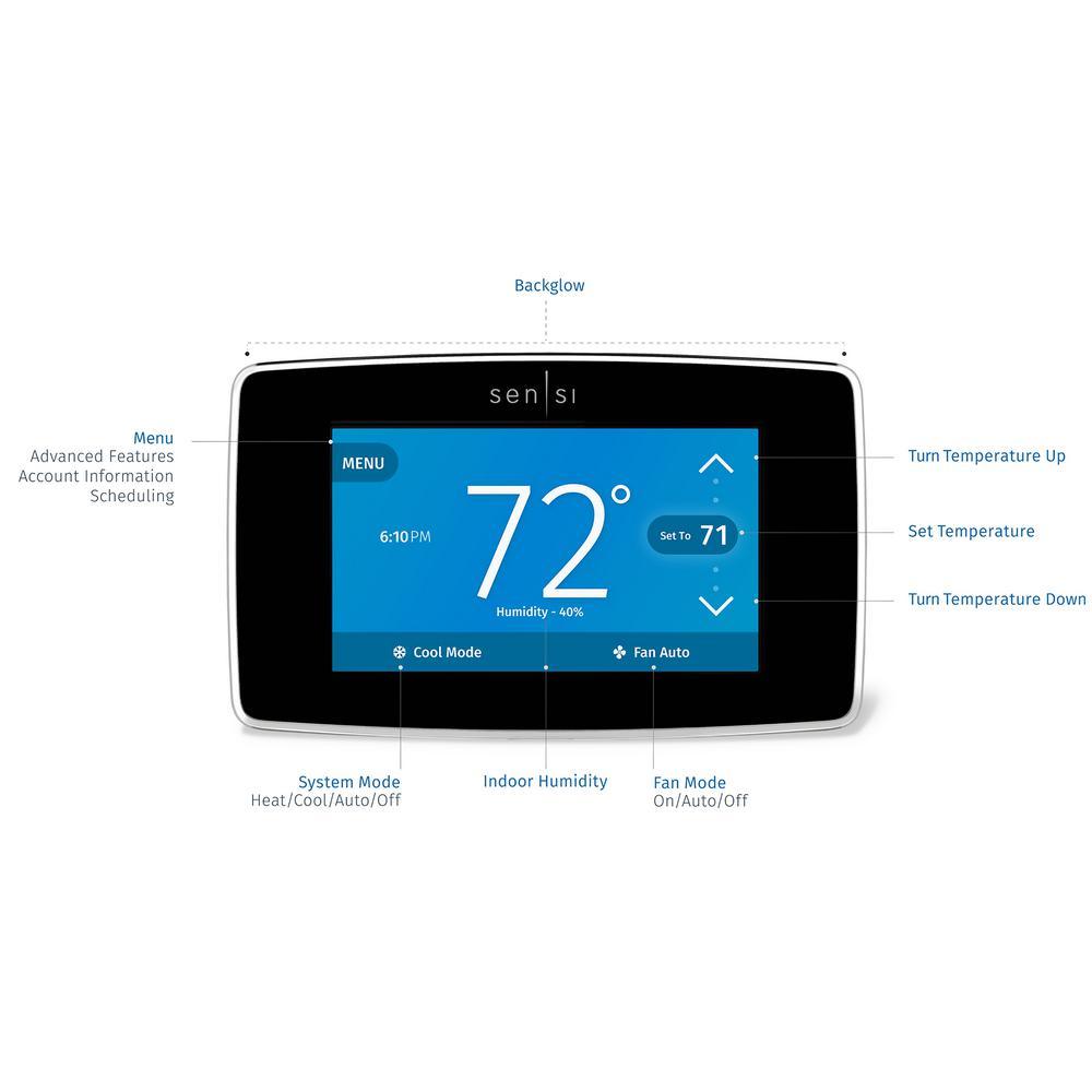 Emerson Sensi Touch Wi-Fi Smart Thermostat with Touchscreen Color Display, C-Wire Required - Super Arbor