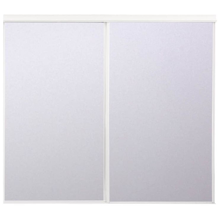 RELIABILT BY0120 48-in x 80-in White Mirrored Glass Prefinished Steel Sliding Door Hardware Included