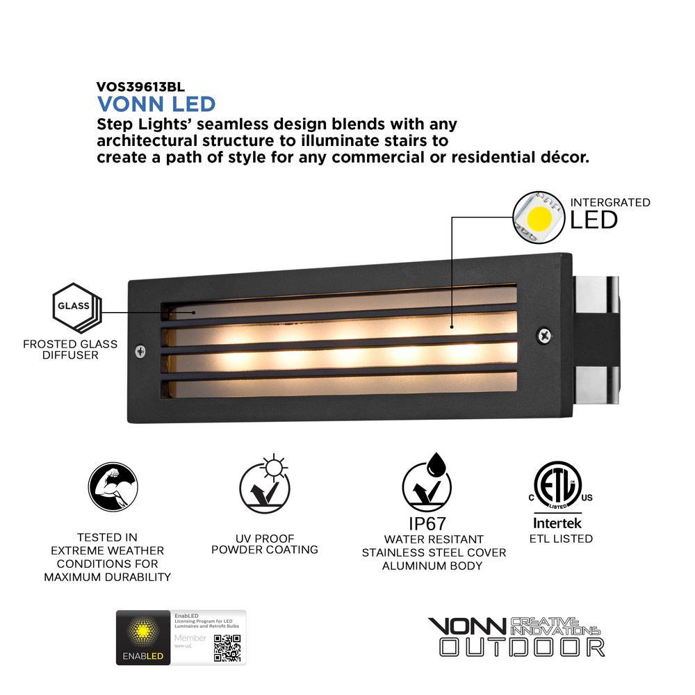 6-Watt Black Outdoor Integrated LED Step Landscape Path Light - Super Arbor