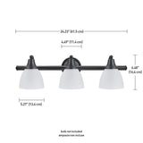 Jayden 3-Light Oil Rubbed Bronze Vanity Light with Frosted Glass Shades and 4-Piece Bath Set