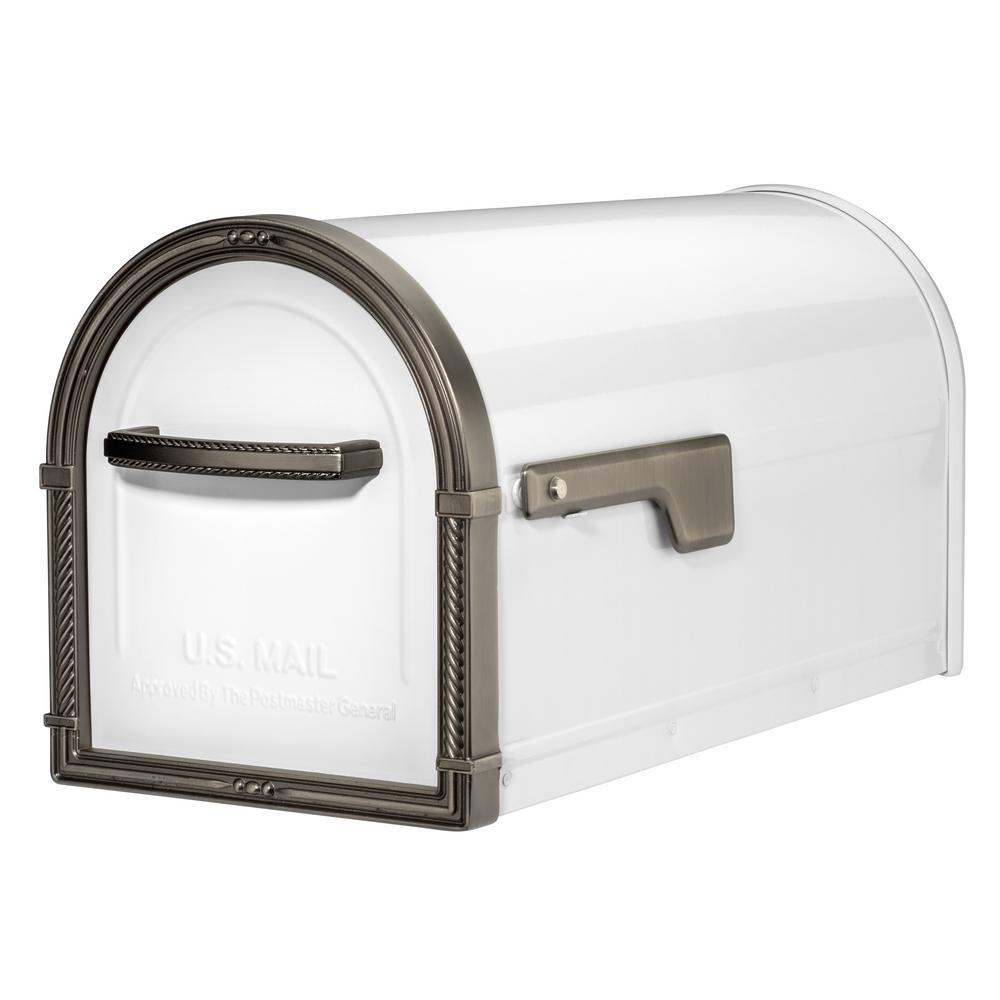 Bungalow Rubbed Bronze Post Mount Mailbox with Antique Nickel Accents - Super Arbor