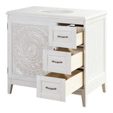 Chennai 37 in. W Single Vanity in White Wash with Engineered Stone Vanity Top in Crystal White with White Sink - Super Arbor