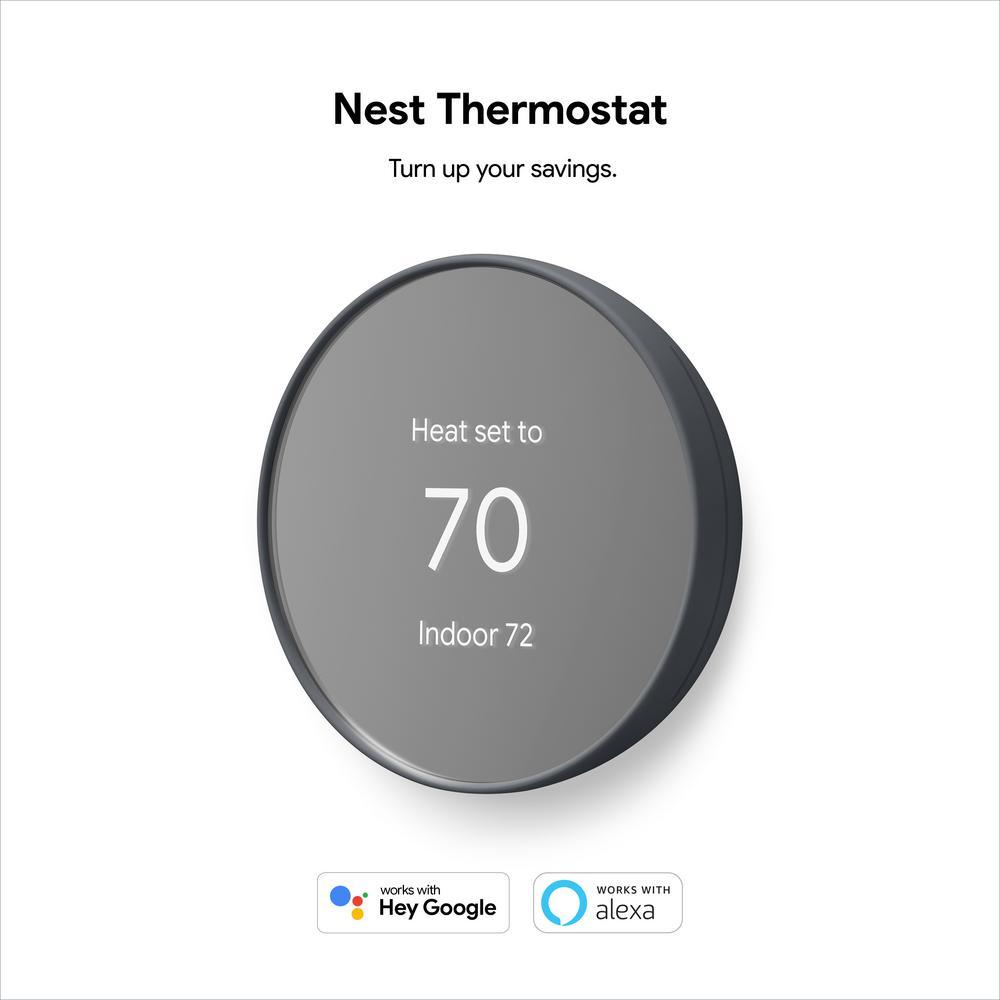 Nest Thermostat - Smart Programmable Wi-Fi Thermostat - Charcoal - Super Arbor