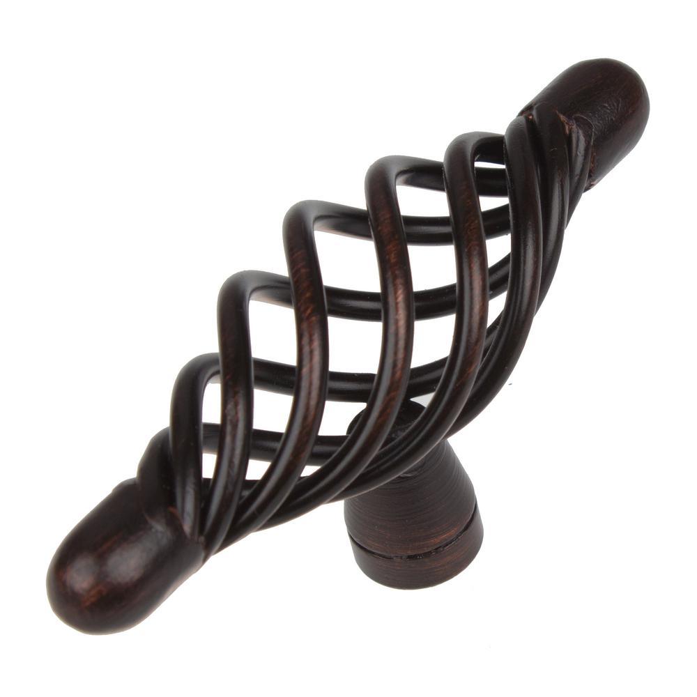 3 in. Long Rustic Bronze T-Handle Birdcage Cabinet Knobs (10-Pack) - Super Arbor