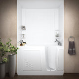 Rampart Nova Heated 5 ft. Walk-in Whirlpool and Air Bathtub with 6 in. Tile Easy Up Adhesive Wall Surround in White - Super Arbor