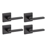 Halifax Square Matte Black Passage Hall/Closet Door Lever (4-Pack) - Super Arbor